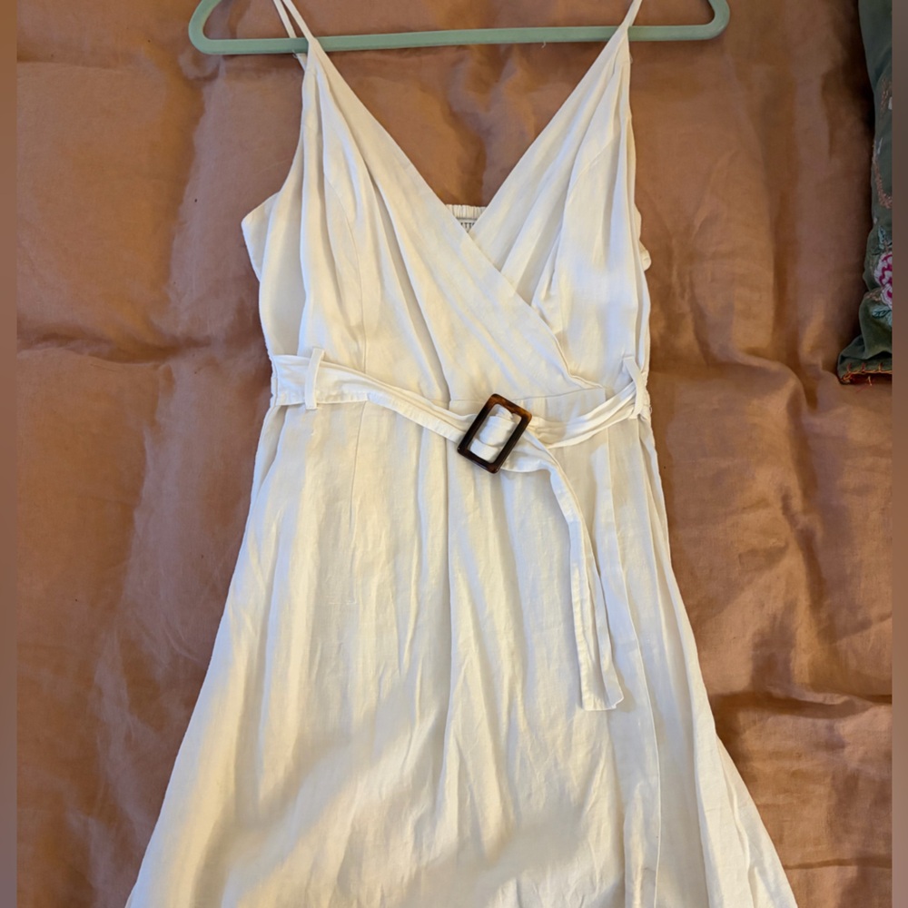 White Urban Outfitters linen style belted mini dress